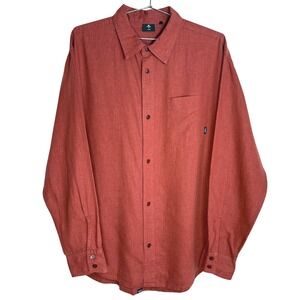 Thrills Mens Shirt Large Brown Long‎ Sleeve Button Up Casual Hemp Blend